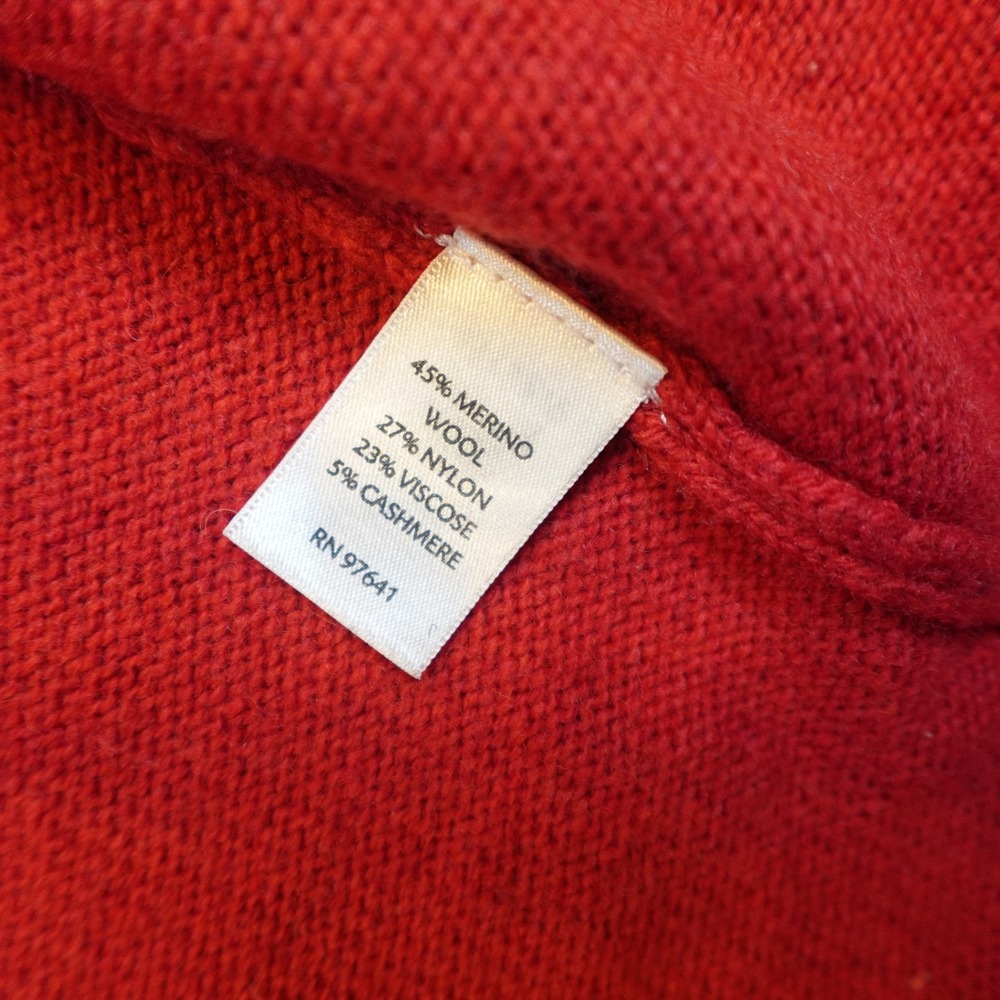 J Jill Cardigan Women Large Red Merino Wool Cashmere Open Front Pocket Soft - Picture 3 of 10
